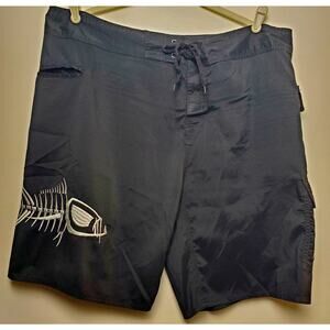 Tormenter Board Shorts Mens 40 Black Fish Bone Swim Trunks Bathing Suit